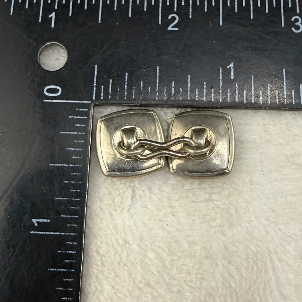 Vintage Cufflinks White Mother of Pearl Square Double Sided Silver Tone READ